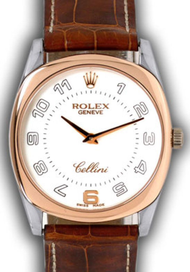 Rolex 4233 White Gold on Strap White with Black Arabic & Gold 6